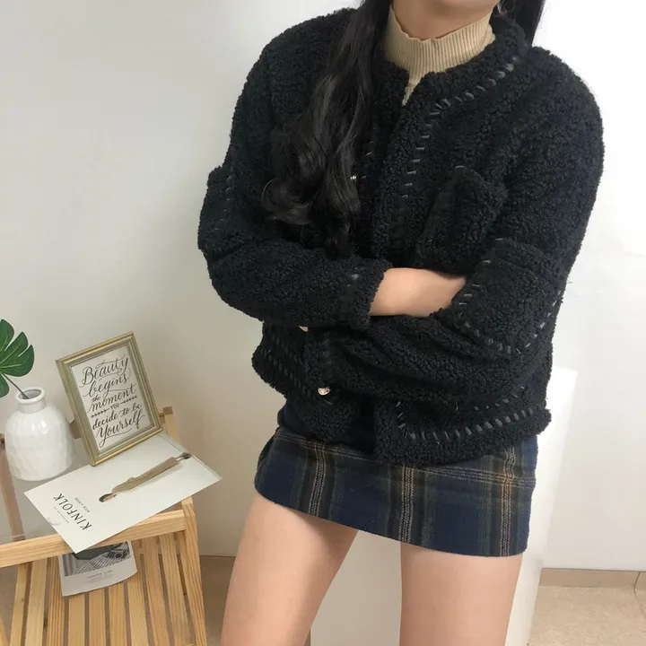 실물이 더 예쁜 3color: 트위드 양털 포켓 무스탕 자켓 상세 이미지 27