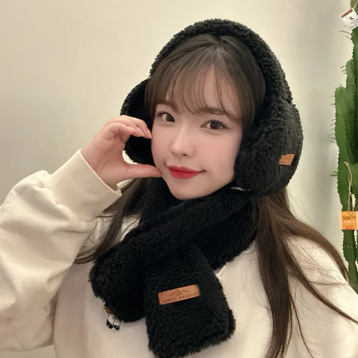 얼굴작아보여요🐑자체제작 스키장 모자 썰매장 양면착용 3컬러 귀도리 목도리 세트 머플러 귀마개 빅사이즈 겨울 포근 몽글몽글/ 상세 이미지 8