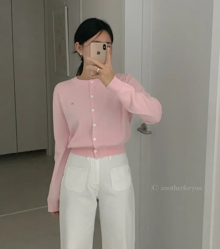 미니 심볼 펜던트 라운드 숏 가디건 4col : 어나더포유 상세 이미지 51