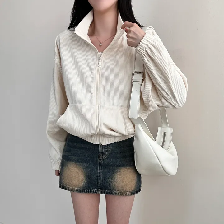 감성100% [최저/Y2K] 카라멜 코듀로이 반집업 - 5color 상세 이미지 5