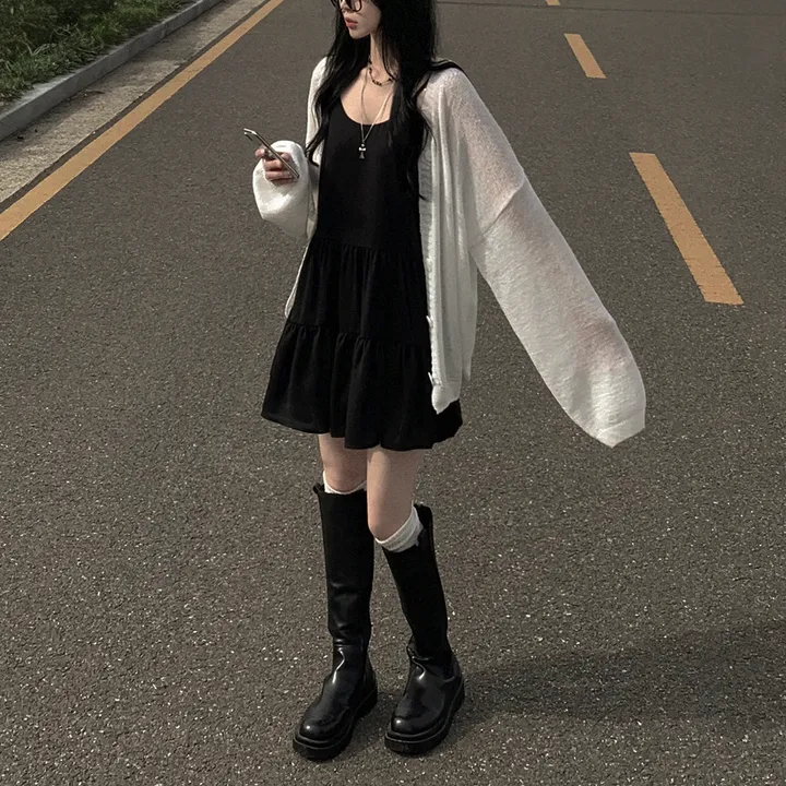 [햇빛차단☀️/왕오버핏!] 보호본능 왕박시 브이넥 여름 벌룬 가디건 빅사이즈 체형커버 살안타템 여행룩 상세 이미지 15