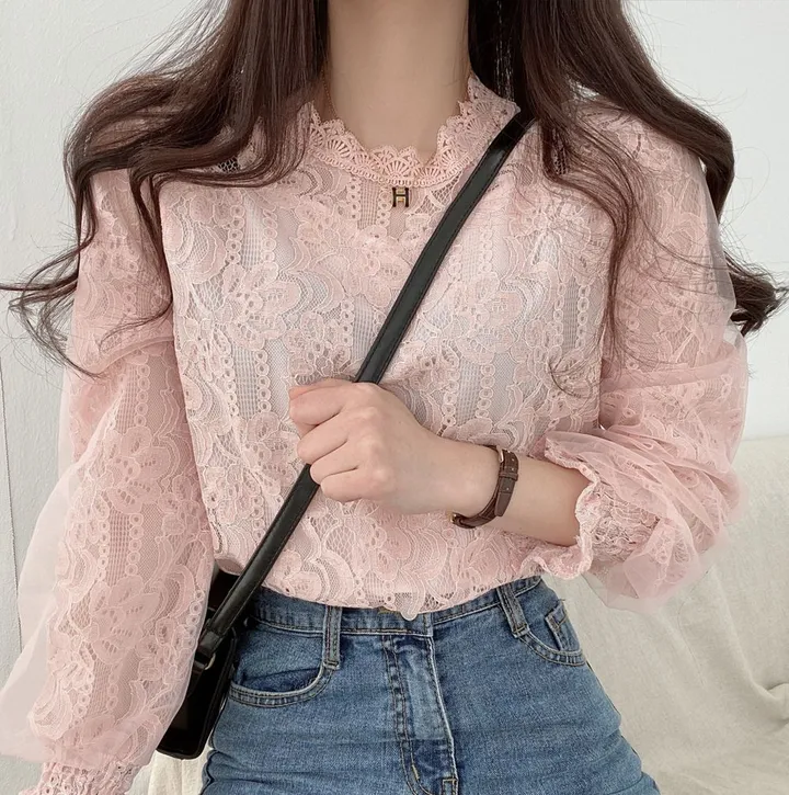 안감있는, 세젤예 레이스 시스루블라우스 4color 상세 이미지 9
