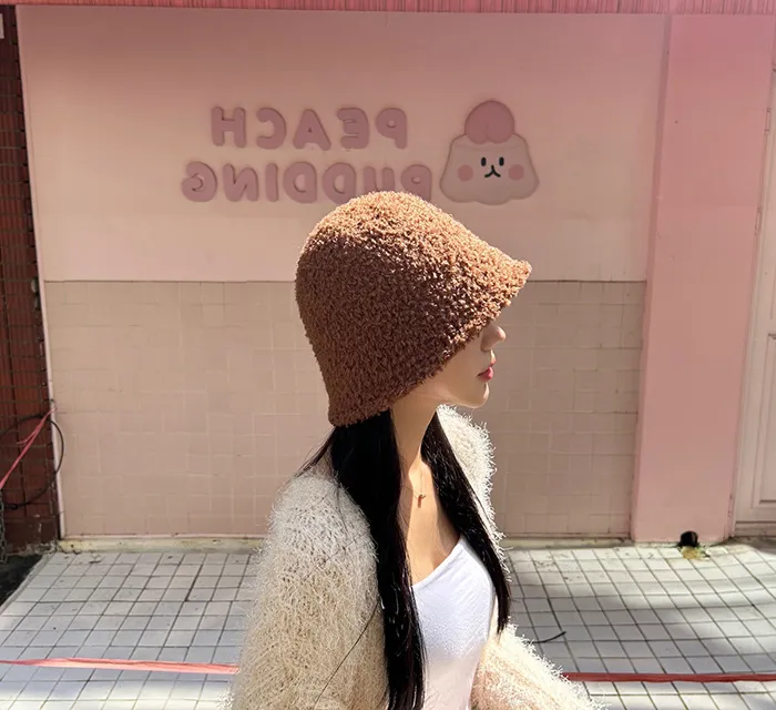 [당일배송]루킨포자체생산[특가세일]무지 뽀글이 벙거지 [묶음세일]뽀송이 양털 니트 버킷햇 모자 4color(블랙칼라-2000원) 상세 이미지 23
