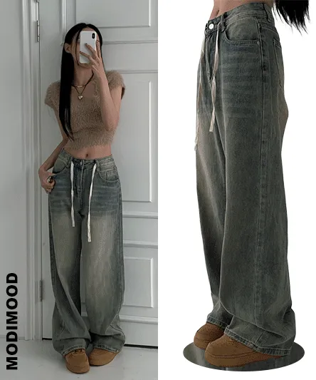 [특가/핏보장🖤] 전직원소장 스트랩 와이드 데님 pt -3color