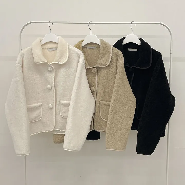 [양면퍼🧸/귀여움] 아방핏 양털 후리스 뽀송 카라 덤블 퍼자켓 크롭점퍼 밍크 숏코트 상세 이미지 28