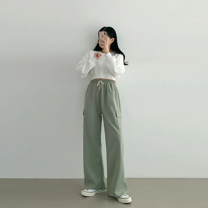10가지 파스텔색감 숏앤롱 카고 트레이닝 와이드 팬츠  P0008040 상세 이미지 27