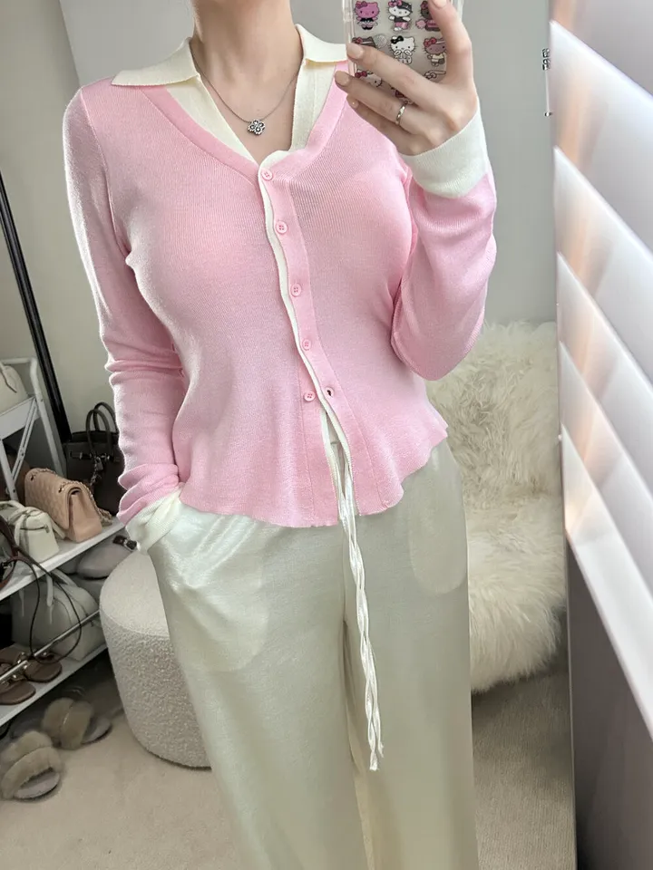 (강추)브리에 카라 배색 니트 가디건 -3color / 맨투맨 후드 집업 청바지 데님 원피스 3부팬츠 반바지 상세 이미지 34