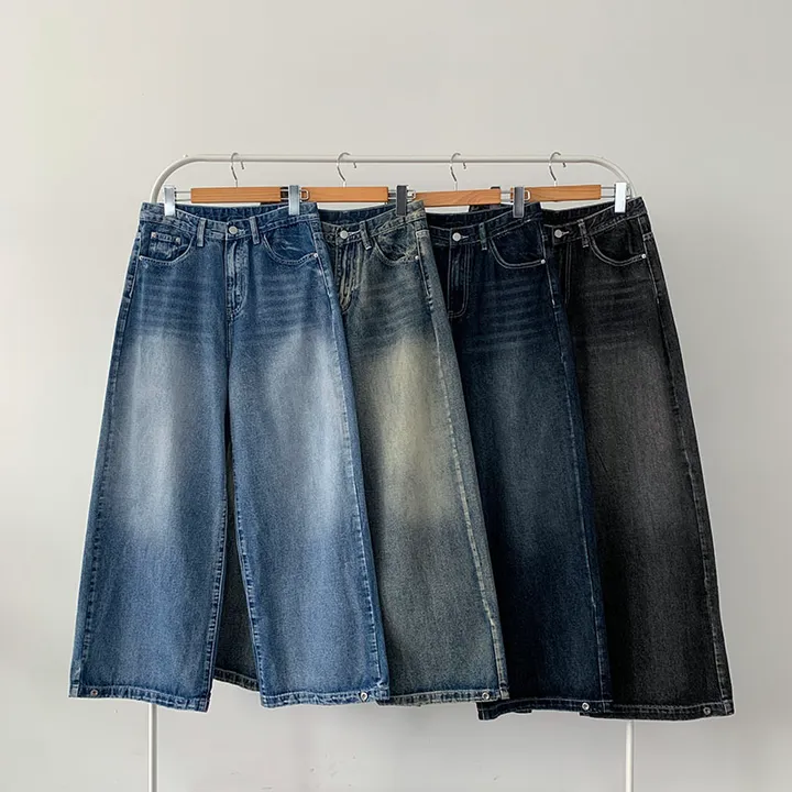 [숏,기본,롱/~XL/핏보장💙*밑단스냅단추 투웨이* 워싱 와이드데님] 헤이브밑단스냅와이드데님 상세 이미지 48