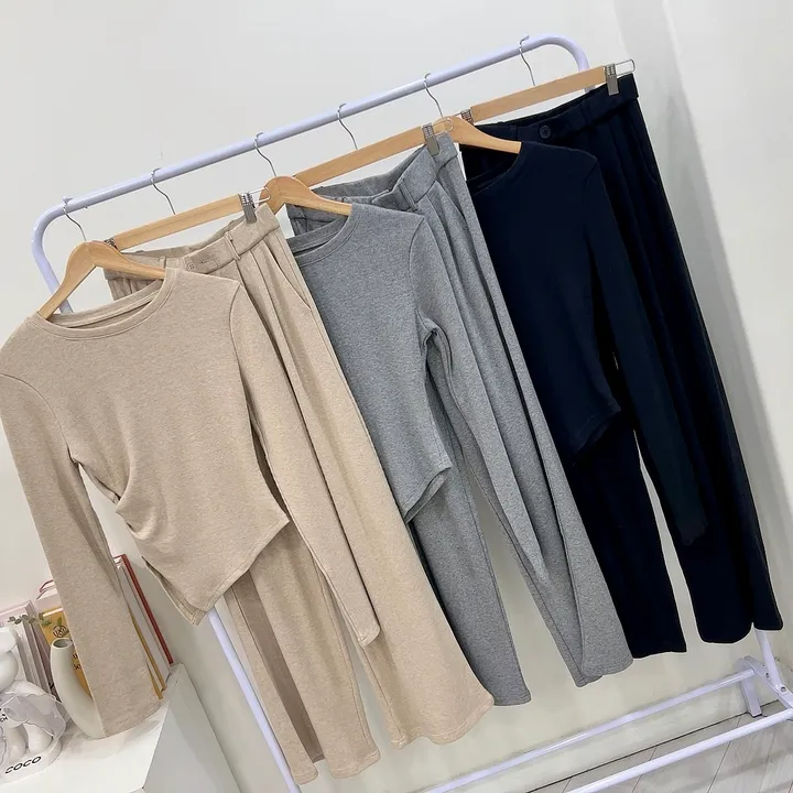 [글램핏/set]*핏보장* 봄신상 간절기까지 쭉~ 꼬임 언발 사선 슬림핏 핀턱 와이드팬츠 밴딩슬랙스 버튼 지퍼 하객룩 캐주얼  소재탄탄 꾸안꾸 데일리 멜팅 투피스 세트 3color 상세 이미지 22