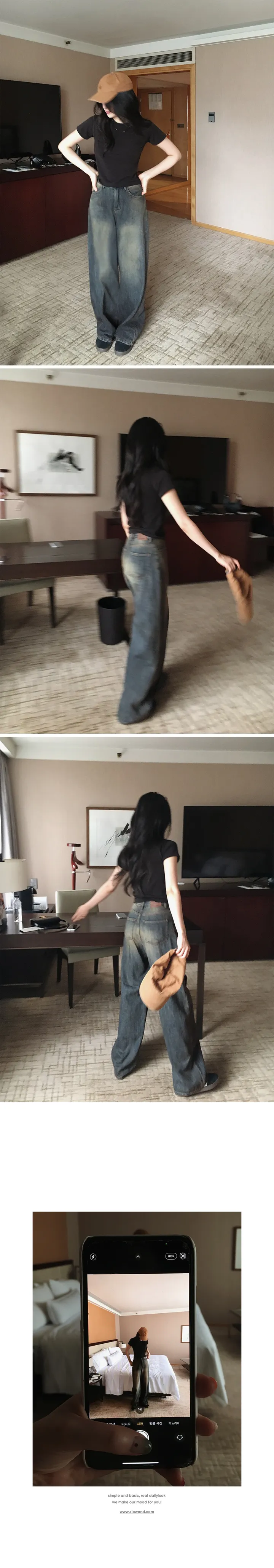 [🤎후들핏/빈티지데님] 모어와이드 에어소프트 데님팬츠 (+베이직/롱ver) - 4 size (SLOWMADE/자체제작/키작녀/키큰녀/고퀄리티/디테일/와이드팬츠/기본템/웰메이드) 상세 이미지 39