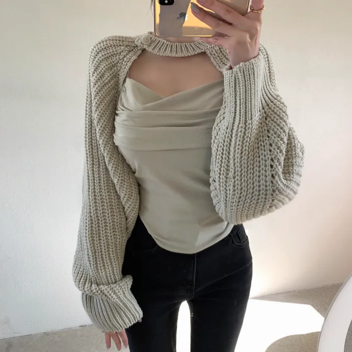 볼류머 크롭 볼레로 가디건 상세 이미지 6