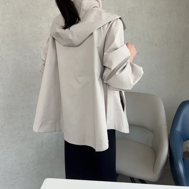 간절기 루즈핏 A라인 후드 바람막이 점퍼 상세 이미지 11