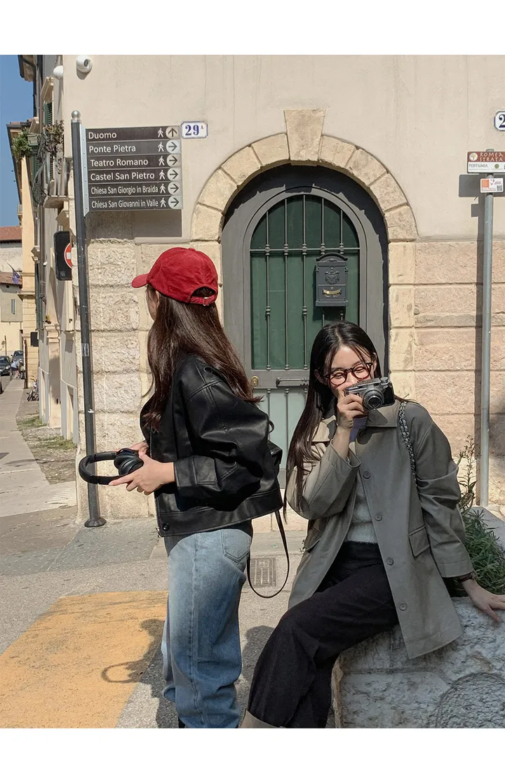 [자체제작/오늘출발/1만장돌파!]#봄🌷 바텐 오버핏 하프 레더 자켓 (데일리룩/개강룩/봄아우터/봄자켓/레더자켓/가죽자켓/루즈핏) 상세 이미지 47