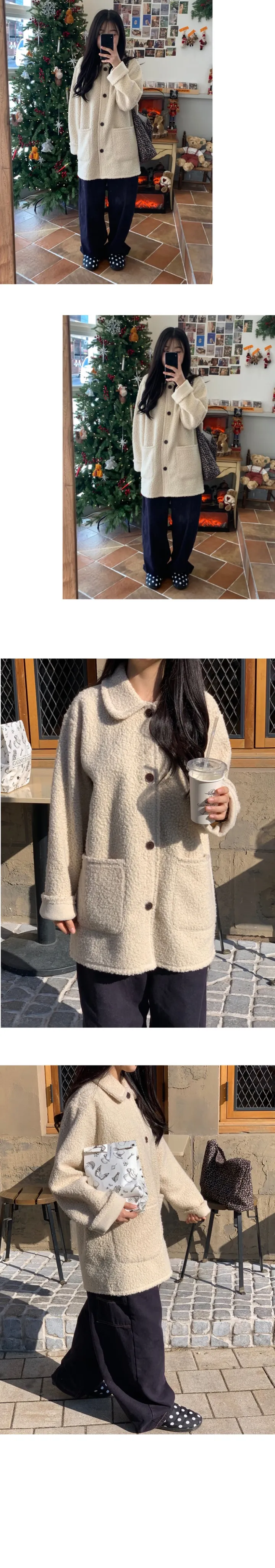 [당일발송/문의폭주] 푸들 뽀글이 부클 카라 하프코트 상세 이미지 5