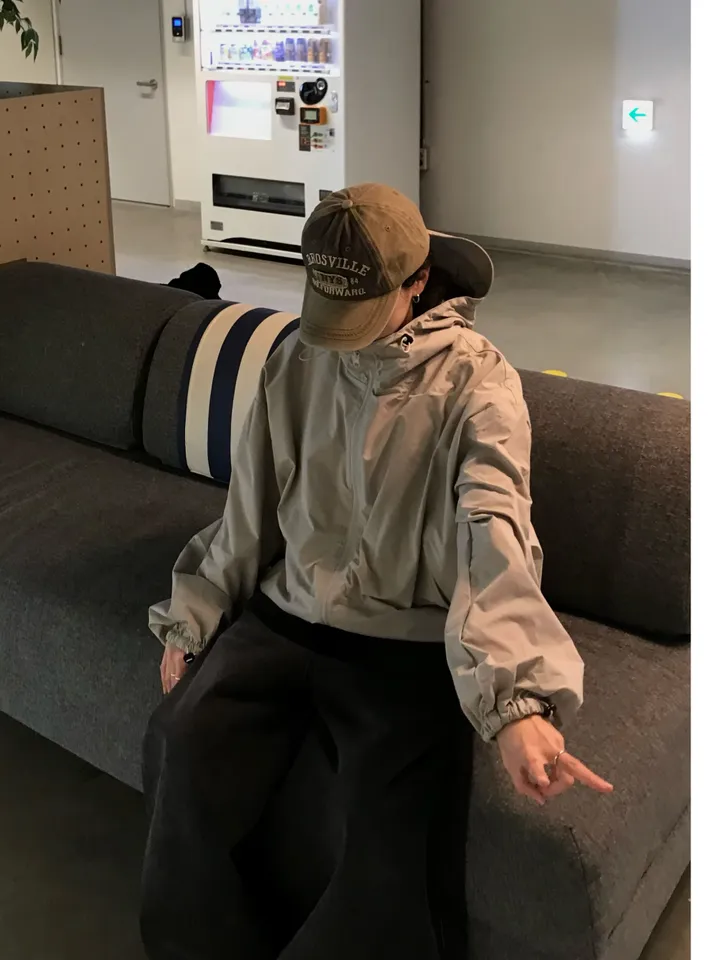 테크 오버핏 후드 바람막이 / 유니크 아메카지 숏자켓 봄자켓  윈드브레이커 여름바람막이 여름아우터 (남녀공용,4C) 상세 이미지 64