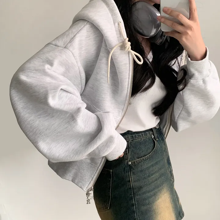 [완전인기✨/백염컬러 당일출고!] 자체제작 크치Made 꿈에 나온 핏, 투웨이 양기모 크롭 후드집업 ver 아우터 자켓 - zipup 상세 이미지 156
