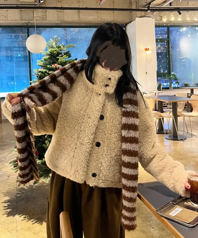 [도톰따뜻/털빠짐X] 테디 하이넥 양털 뽀글이 무스탕 자켓 양털무스탕 숏자켓 퍼자켓 양털패딩 양털코트 상세 이미지 22