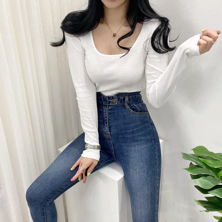 🚀당일발송🚀[묶음할인/데일리템] 봄 가을 디아 카야 둥근 스퀘어 긴팔 티셔츠 이너티 상세 이미지 5