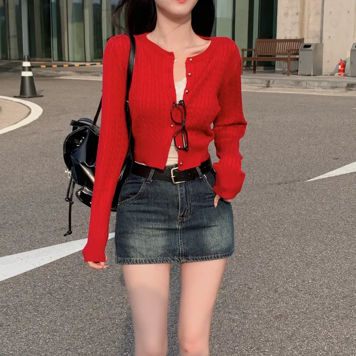 [ 인스타폭주 ] 프론 꽈배기 크롭 니트 가디건 상세 이미지 22