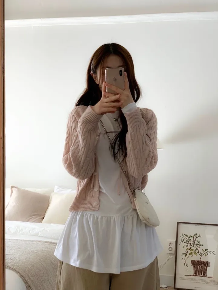 [리본스트랩ෆ]레이플 무드 루즈 여리핏 꽈배기 케이블 니트 리본 가디건 5color 상세 이미지 28