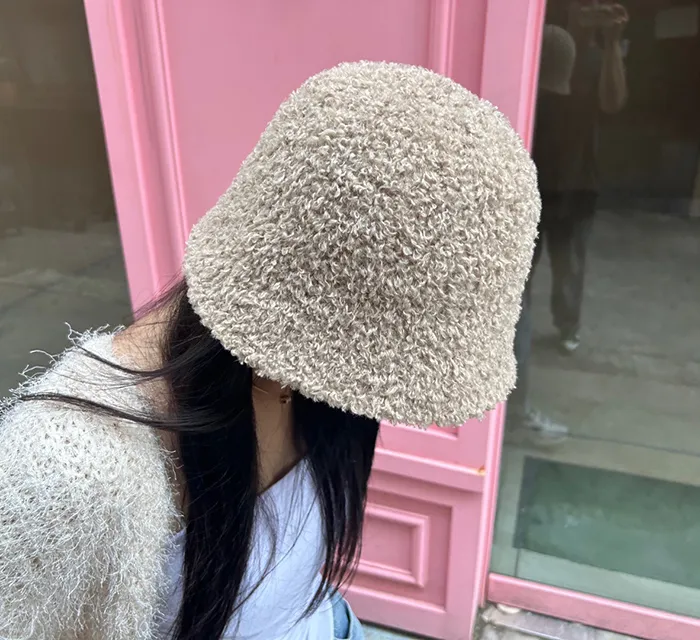 [당일배송]루킨포자체생산[특가세일]무지 뽀글이 벙거지 [묶음세일]뽀송이 양털 니트 버킷햇 모자 4color(블랙칼라-2000원) 상세 이미지 18