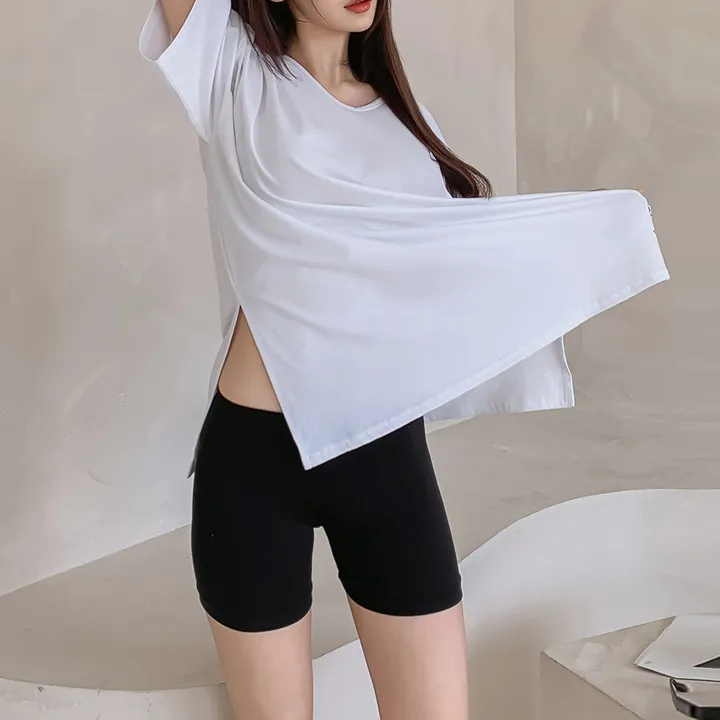 쫀쫀 3부 얇은 스판 속바지 흰색 검정 상세 이미지 10