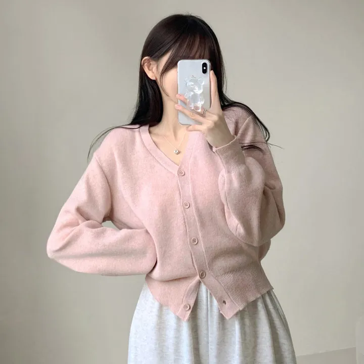 [인생가디건/10color] 머피 데일리 브이넥 무지 버튼 허리잘록 여리 니트 긴팔 가디건 상세 이미지 8