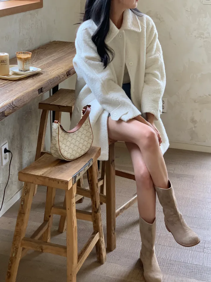[울 40%][누빔안감] 페이버 부클 오버핏 하프 코트 하객룩 (3 color) 상세 이미지 26