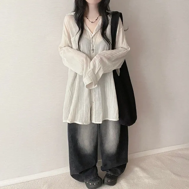 シースルーオーバーサイズロングシャツ | ファッション通販