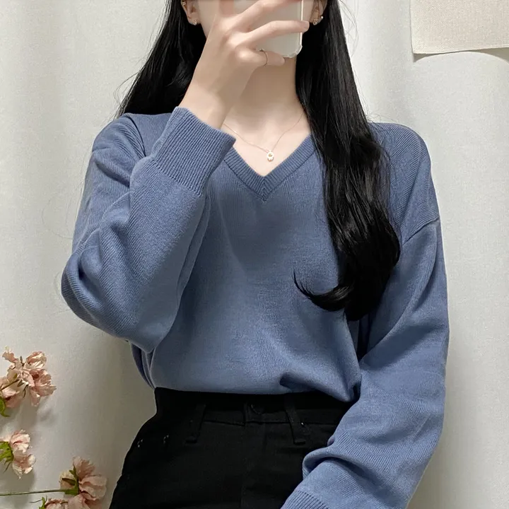 [1000장돌파💛/니트맛집/] V넥 베이직 기본 니트 10color 상세 이미지 26