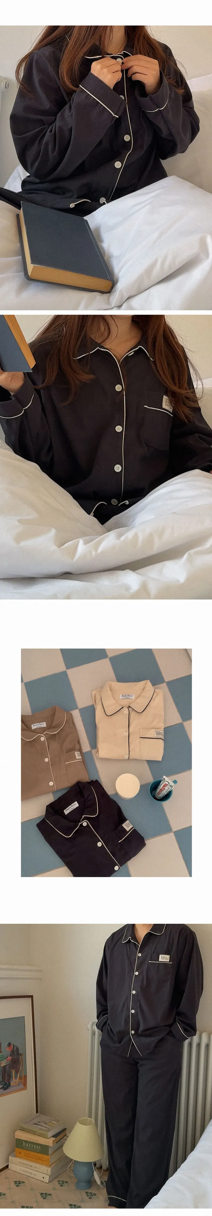 ✨NEW 코듀로이✨ 당일발송 H.made✔ 세티 무지 긴팔 잠옷 커플 파자마 세트 수면잠옷 3color 상세 이미지 20