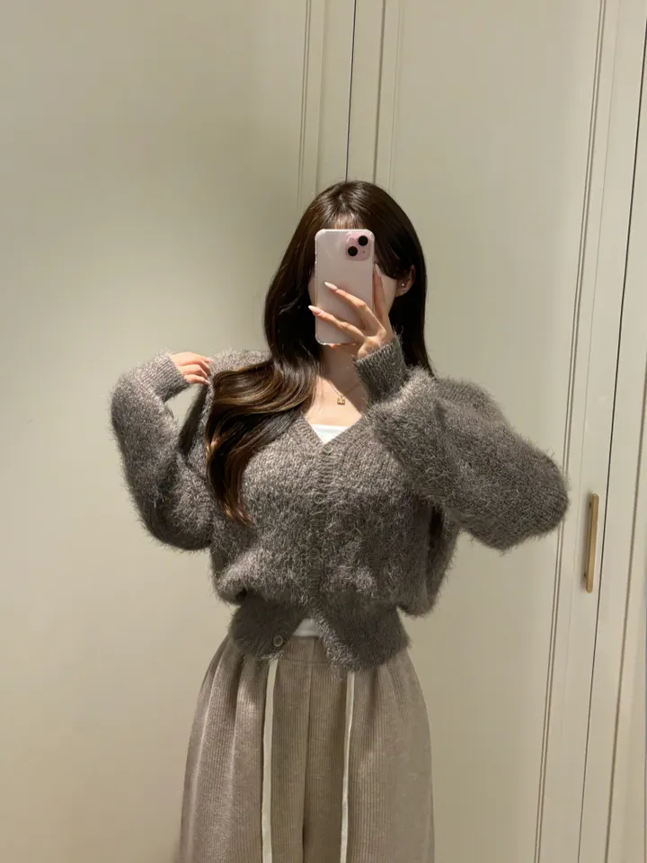 [데일리/청순여리] 앙고라 세미크롭 니트 가디건 봄신상 봄가디건 (6color) 상세 이미지 9