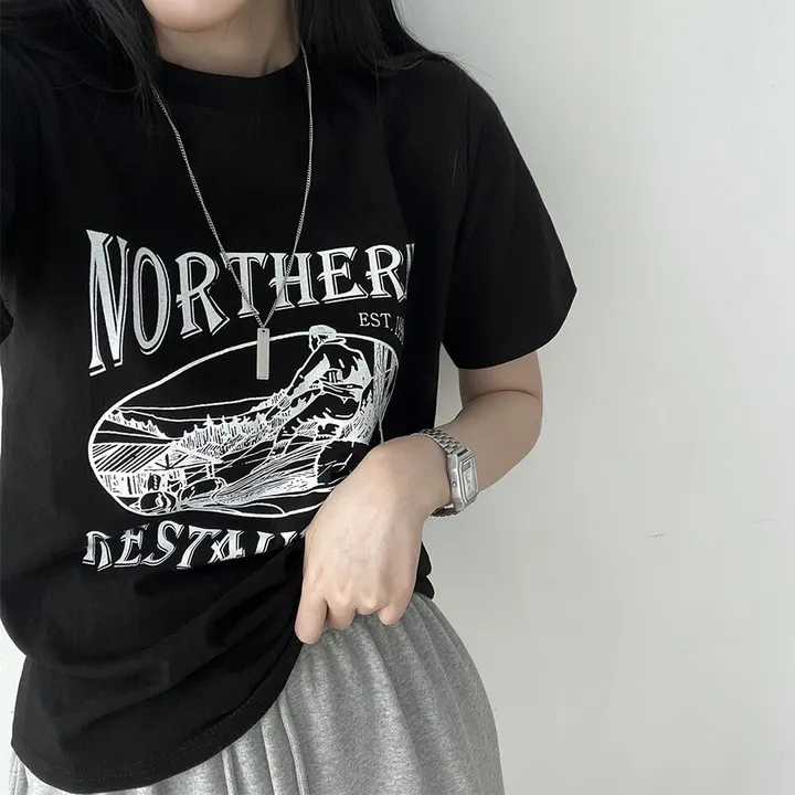 스트릿 힙 빈티지 프린팅 반팔티셔츠 상세 이미지 16