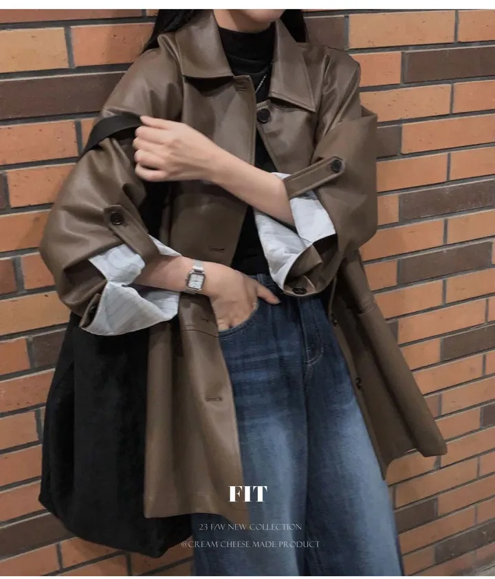[힙덮는기장감~/블랙 당일출고🎉] 자체제작 #크치Made 오디너리 롤업 오버핏 하프 레더자켓 - jk 상세 이미지 7