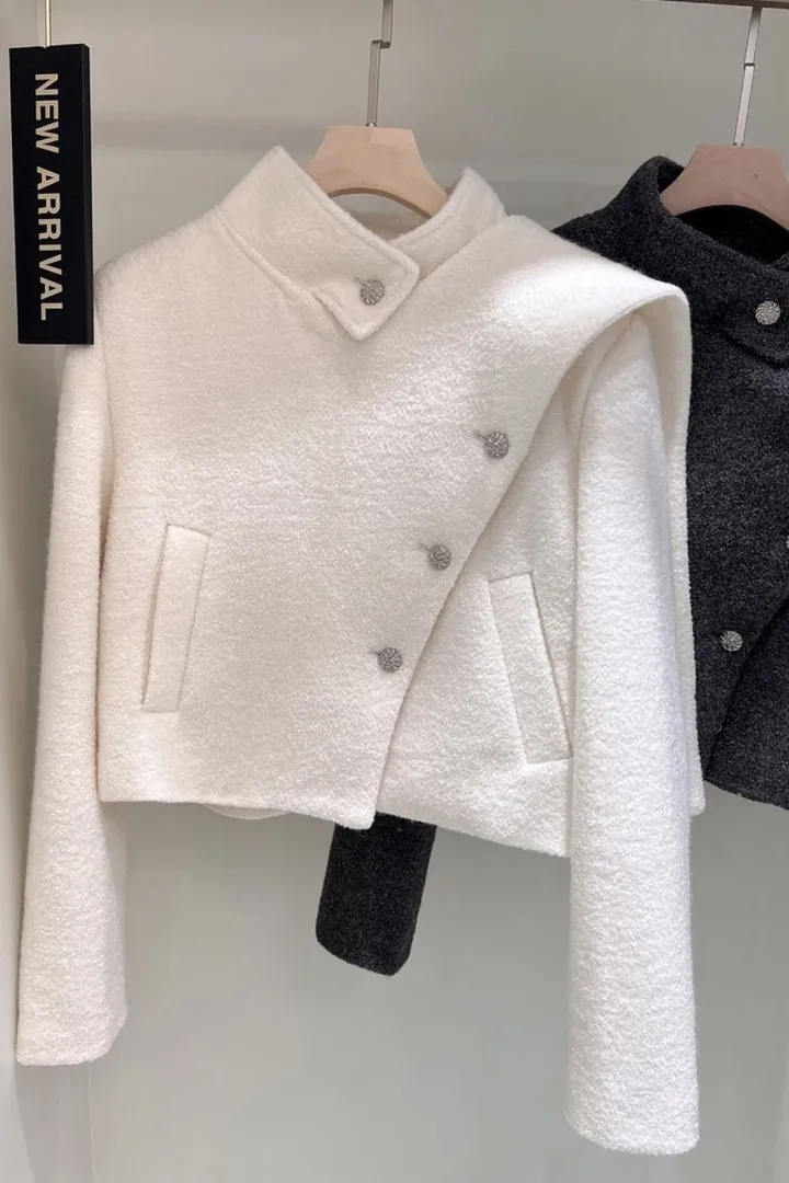 다미 프리미엄 머플러 세미 크롭 코트 (2colors) 상세 이미지 13