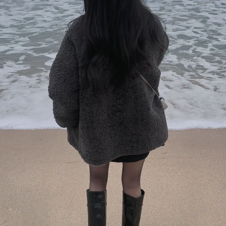 [왕아방핏🤎/주문폭주✨]후회없는 선택,푸들 양털 오버핏 하프 스웨이드 퍼자켓,코트 상세 이미지 81