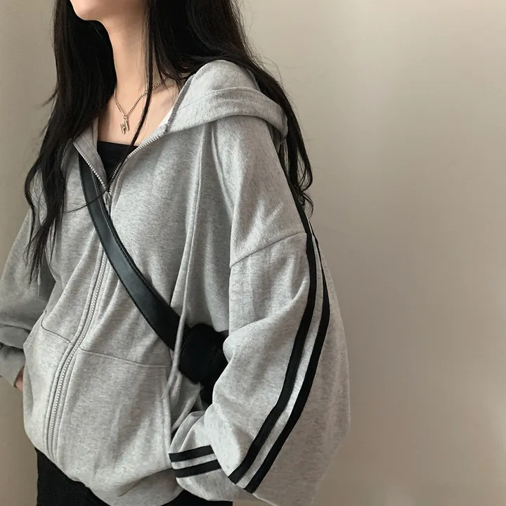 [루즈핏/꾸안꾸🖤] 키트 투라인 후드 집업 점퍼 상세 이미지 24