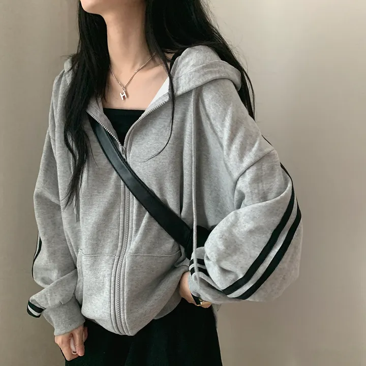 [루즈핏/꾸안꾸🖤] 키트 투라인 후드 집업 점퍼 상세 이미지 23