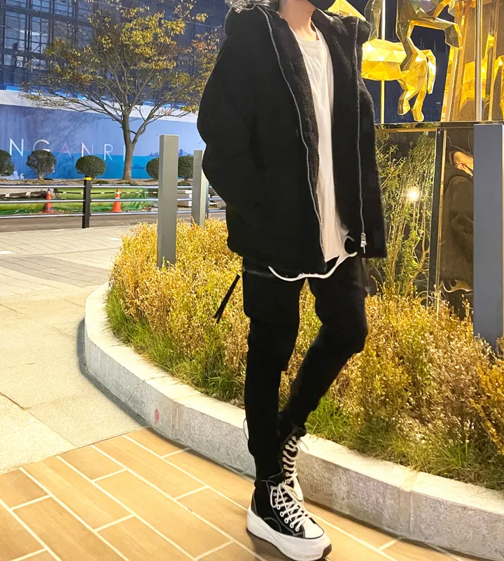덤블 헤비 양털 패딩 오버핏 투웨이 스트링 후리스 뽀글이 후드 집업 자켓 점퍼 상세 이미지 94