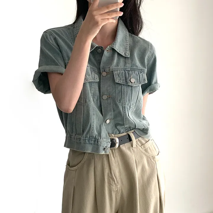 [후기극찬!/완전추천✨] 완소 웨이브 썸머 데님 반팔 자켓 청남방 - jk 상세 이미지 52