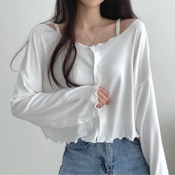 [소재굿!] 여리하게 크롭 물결 나시 가디건 세트 4color 상세 이미지 7