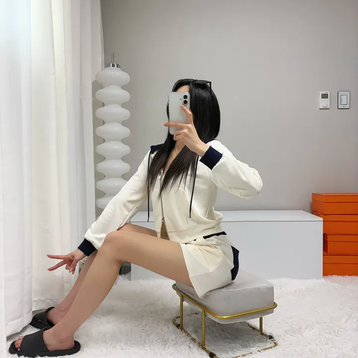 *꾸안꾸, 원단최고* 투웨이 배색 후드집업 반바지 트레이닝 세트 투피스 상세 이미지 17