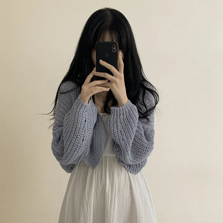 [고퀄!살탐방지] 왕박시 린넨 부클 여름니트 벌룬 크롭가디건 상세 이미지 10