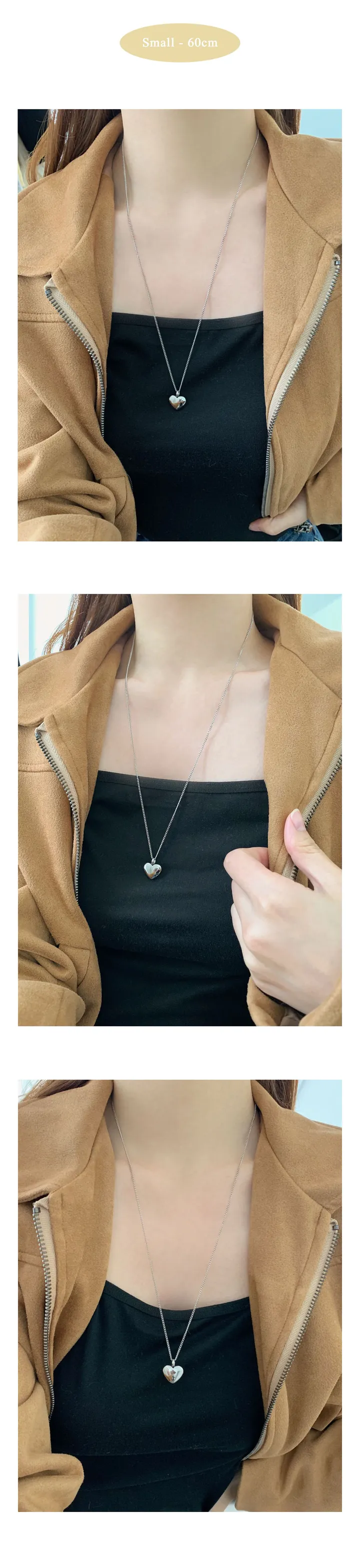 [MADE/써지컬] 헤더 볼드 하트 롱 레이어드 목걸이 (3type) 상세 이미지 8