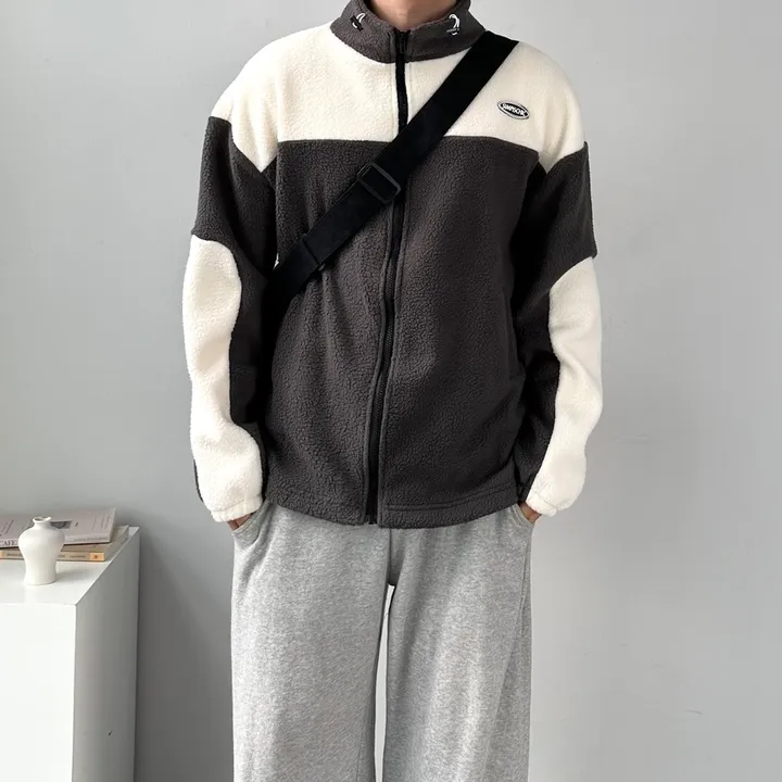 소프트 컬러블록 플리스 집업 자켓 후리스 점퍼 아우터 컬러블록오버핏플리스집업 상세 이미지 21