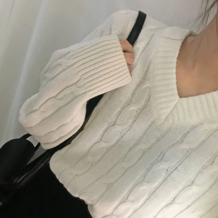[컬러믹스,봄] 루즈핏 꽈배기 니트 / 봄가을, 매일입는 스프링 케이블 울니트 / 보카시 브이넥 오버핏 긴팔티 상세 이미지 9