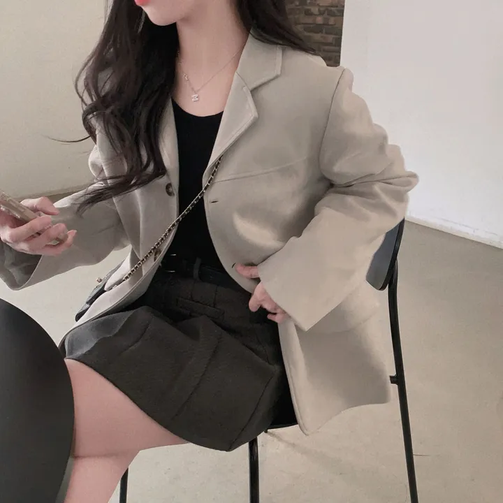 [갓성비!]차분한 감성,스웨이드 루즈핏 하프 카라 자켓 상세 이미지 16