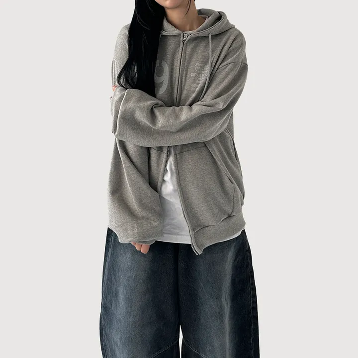 [UNISEX] 나인 레터링 투웨이 후드 집업 (3color) 상세 이미지 24