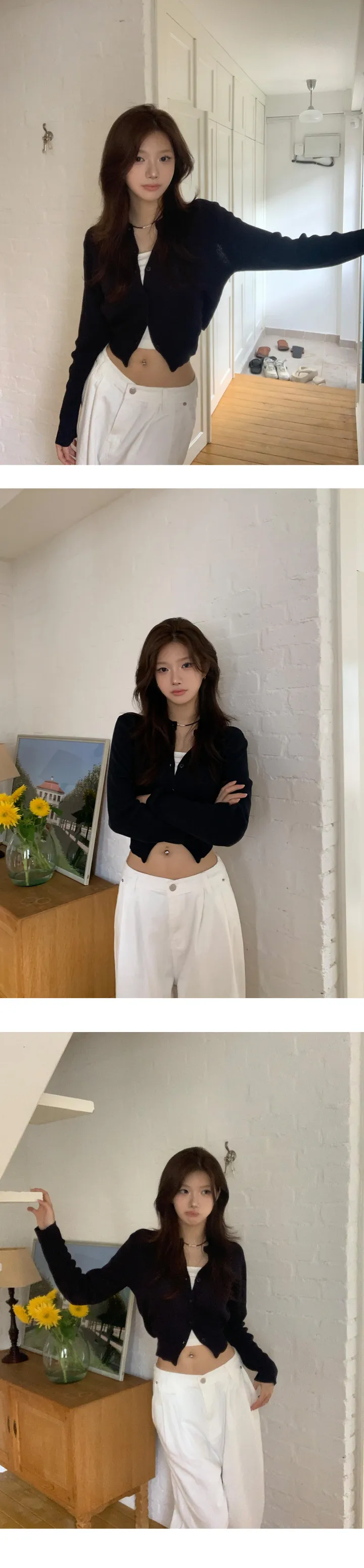 [잘록 허리 핏조절🖤] 리본 스트랩 라운드넥 가디건 - 4color 상세 이미지 12