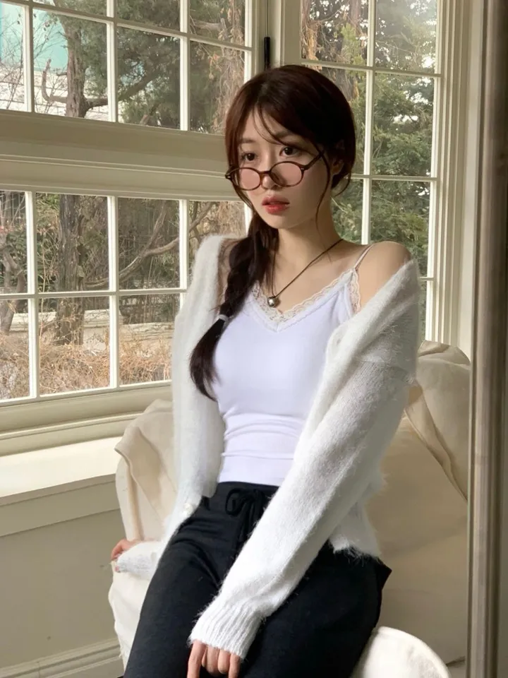 [캡내장O/스판좋아요/부드러워요]메이디 레이스 레이어드 슬림핏 슬리브리스 골지 캡나시 3color 상세 이미지 26